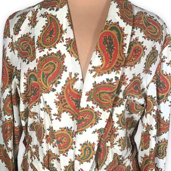 Vintage Towncraft Penn-Prest Paisley Print Unisex Robe Belted Dressing Gown - Picture 6 of 13